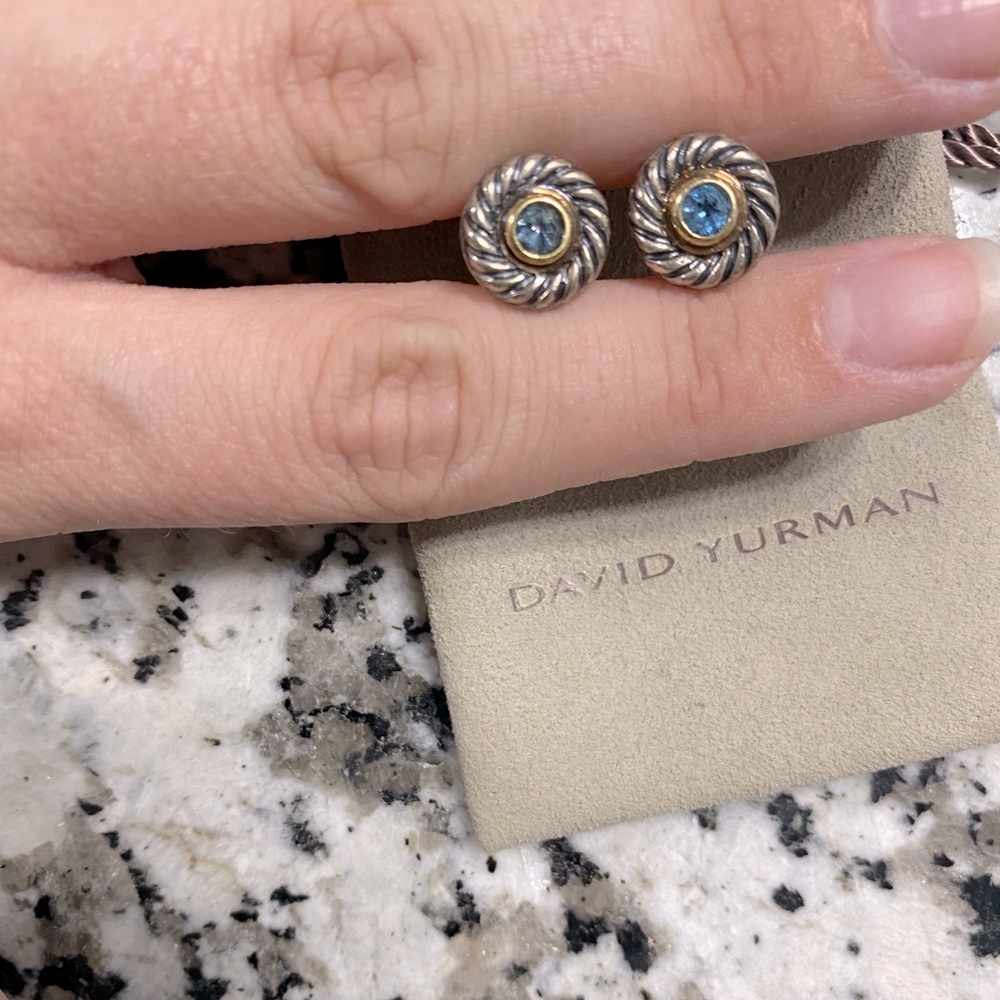 David Yurman Blue Topaz Cookie Earrings